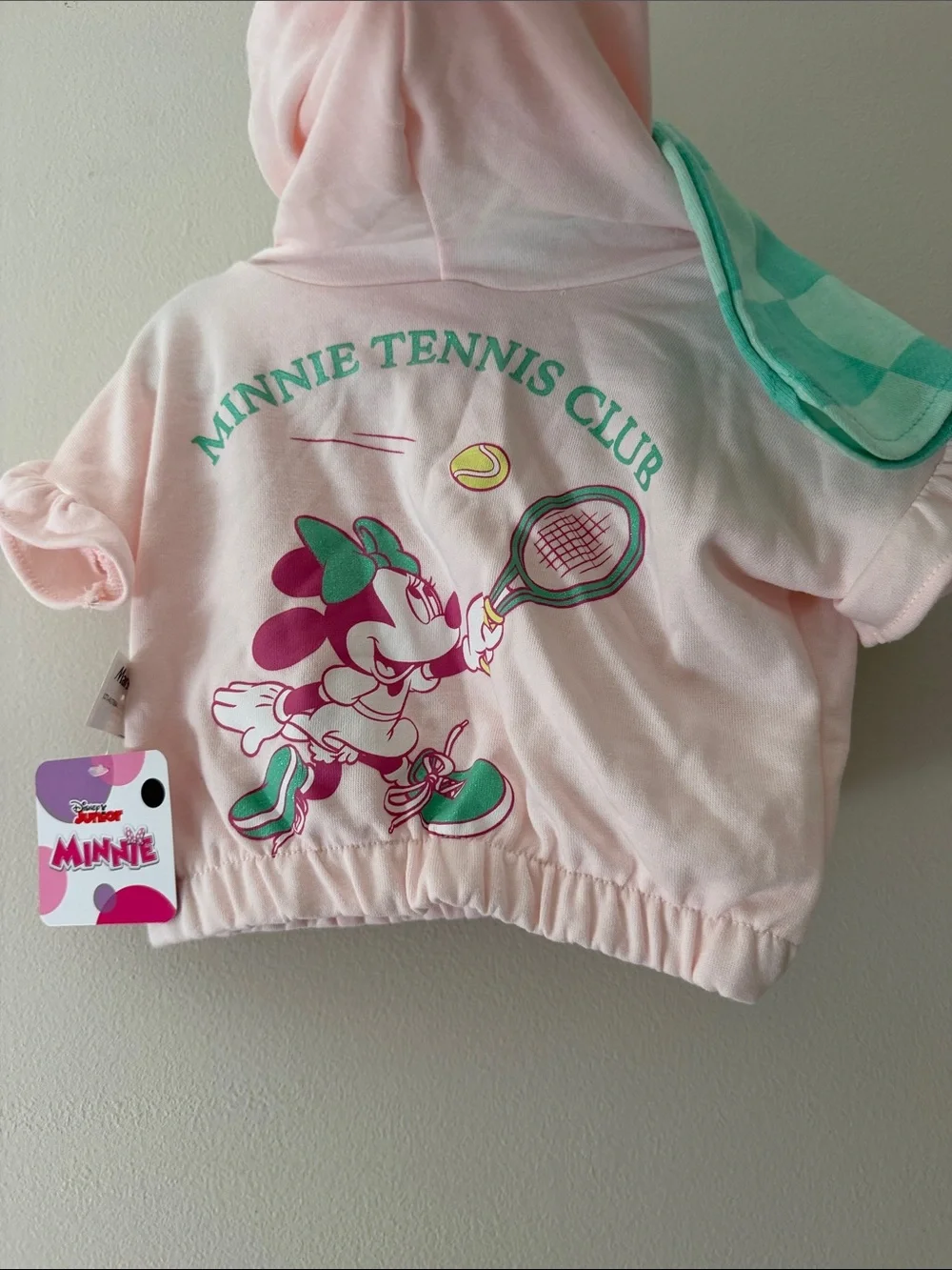 Disney Minnie Tennis Club Pink Top with Mint Green Check Shorts